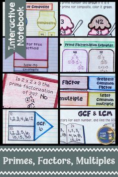 the primes, factor, and multiplies worksheet for fraction numbers