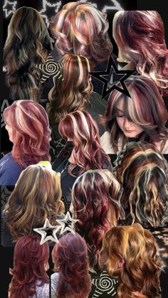 Cool Red Hair Dye Ideas, Hair Color Ideas Chunky Highlights, What Colour To Dye Your Hair, Calico Skunk Hair, Strawberry Blonde Hair With Red Highlights, Hair Color Ideas For Dish Water Blonde, Red And Blonde Streaks, Blond With Red Underneath, Indie Hair Dye Ideas