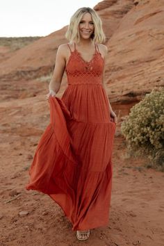 Moh Dress, Boho Sundress, Bridesmaid Dresses Boho, Baltic Born, Tiered Maxi Skirt, Flowy Maxi Dress, Rust Dress, Maxi Styles, Boho Lace