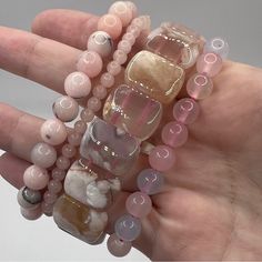 Sadly My Friend Is Closing Her Crystal Shop And Is Selling These New Bracelets At A Huge Discount. These Bundle Prices Are Great Savings As Some Individual Pieces Are Worth Much More! Stone Bead Bracelets, Pink Gemstone Bracelet, Pink Crystal Bracelet, Baroque Pearls Jewelry, Girly Bracelets, Crystals Pink, Compass Bracelet, Gems Bracelet, Pink Gem