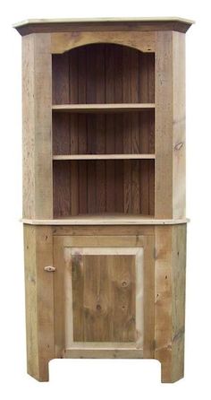 a wooden bookcase with two doors and one door on the bottom, is shown