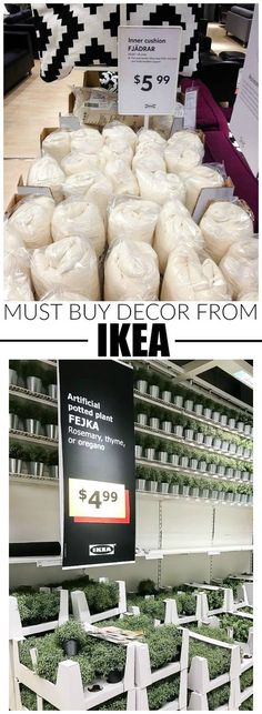 an assortment of items for sale in a store with text that reads must buy decor from ikea