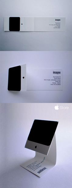 an apple product is shown in three different angles