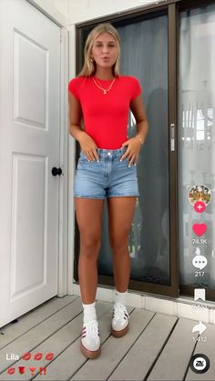 Craft Fair Outfit Ideas, Cute Hot Day Outfits, Lulu Biker Shorts Outfit, Number Shirt Outfit, Summer Going Out Fits, Cute Fits For School Summer, Outfits For A Fair, Summer Fit Inspo 2024, 1st Day Of College Outfit