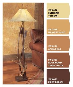 the color scheme for this floor lamp is warm and inviting