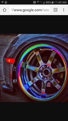 a car wheel with colorful lights on it