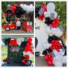 Brand: BBPOOLColor: Red Black WhiteFeatures: RACE CAR BALLOONS KIT INCLUDE: [ 5pcs 18" checkered aluminum foil balloons ][ 3pcs 18" latex white, black and black balloons ][ 90pcs 10" white, black and black balloons ][ 45pcs 5" white, black and black latex balloons ] [16feet balloon chain,100pcs glue points,1 tie tool,1roll ribbon and 1 straw]RACING BIRTHDAY PARTY DECORATIONS: The race car balloons garland kit is suitable for boy birthday party,two fast birthday decoration,car themed birthday party decorations,racing birthday party decor,checkered theme party and and so on.USEFUL BALLOONS TOOL KIT:Balloon tie tool makes it easy to assemble lots of balloons.Use the straw to blow up Checkered Foil Balloons.Balloon chain and glue points make different color and size car racing balloons for gar Car Theme Birthday Party, Car Themed Birthday Party, Race Car Party Decorations, Racing Birthday Party, Car Theme Birthday, Racing Birthday, Two Fast Birthday, Race Car Themes, Balloons Arch