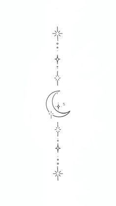 a line drawing of the moon and stars