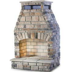 a brick oven with a light on it