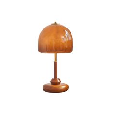 a wooden table lamp on a white background