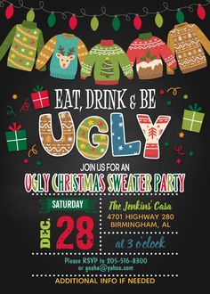 ugly ugly christmas sweater party flyer