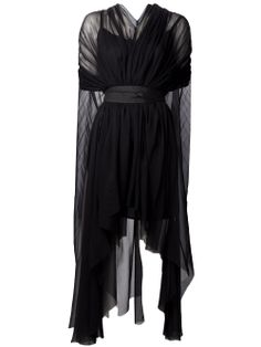 It's perfect. It would be fabulous with wings. Or really wild hair. Or anything, really. Louiza Babouryan Waterfall Cape Dress Cocktail Party Dresses, Witchy Fashion, Looks Street Style, Looks Black, Cape Dress, Gothic Outfits, Yohji Yamamoto, Mode Inspiration