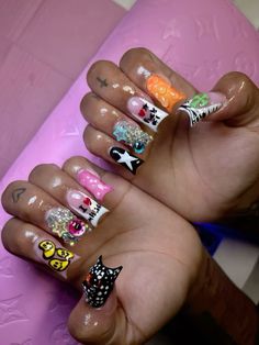 Blk Nails, Plain Acrylic Nails, Unique Acrylic Nail Designs, Diy Acrylic Nails, Girly Acrylic Nails, Dope Nail Designs