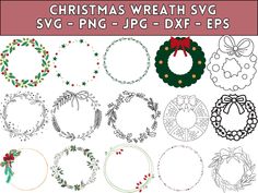 christmas wreath svg - png and dxf files