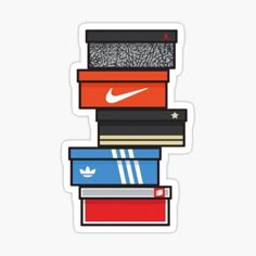 a stack of books with the nike logo on top