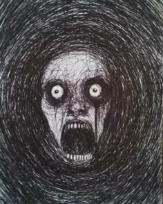 a drawing of a creepy face with eyes