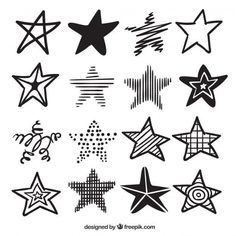 black and white stars with different shapes