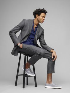 Casely Hayford, Suit Poses, Poses At Home, Suits And Sneakers, Men's Gifts, Spring Wardrobe Essentials, Superga 2750, Mens Photoshoot Poses