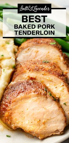 closeup of slices of pork on a plate with text overlay that reads best baked pork tenderloin Easy Pork Tenderloin Recipes, Easy Pork Tenderloin, Baked Pork Tenderloin, Pork Loin Roast Recipes, Pork Tenderloin Recipe, Pork Chop Recipes Baked, Tenderloin Recipe, Pork Roast Recipes, Breakfast Low Carb