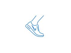 a blue line drawing of a shoe on a white background