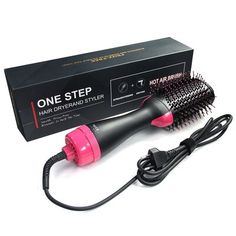 The hair dryer brush is adopted with the ion generator to release negative ions, it can help to lock in moisture of the hair, nourish damaged hair and reduce frizz and static, making hair smoother and shinier.360°airflow vents distribute the heat evenly, penetrate the hair quickly and dry from the inside out. This professional 4 in1 hair dryer brush combines the features of a hair dryer, styler, straightener and curling iron, it allows you to easily, comfortably and efficiently complete the exqu One Step Hair Dryer, Blow Dryer With Comb, Hair Blower, Hair Dryer Comb, Hair Straightener And Curler, Oval Brush, Blow Dry Brush, Professional Hair Dryer, Hair Dryer Brush