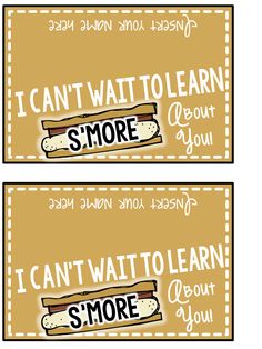 two coupons with the words i can't wait to learn s'more about you