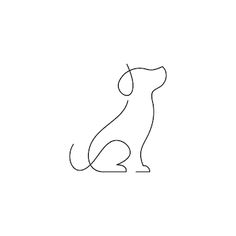 a line drawing of a dog sitting down