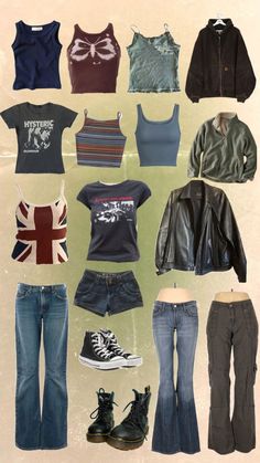 Downtown girl aesthetic Simple Style Aesthetic, Y2k Colourful Outfits, Y2k Wardrobe Essentials, Rustic Aesthetic Outfits, Y2k Fashion 90s, Downtown Desk, Twilight Outfits Ideas, Grunge Inspired Outfits, Boygenius Concert Outfit