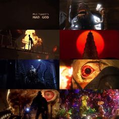 the collage shows many different scenes from movies and tvs, including an evil man in