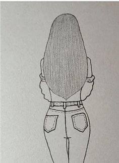 a drawing of a girl with her back to the camera