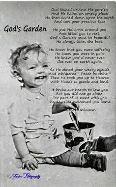 an old black and white photo of a child with a poem written in the middle