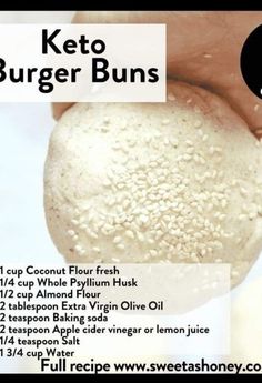 an advertisement for keto burger buns with instructions