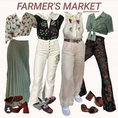 Grandmacore Outfit, Farmers Market Aesthetic, Market Aesthetic, Mood Clothes, Mood Board Fashion, Feminine Outfit, Mode Vintage, Looks Vintage, Aesthetic Outfits