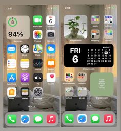 an iphone screen showing the home screen with icons and calendars on it, which are displayed