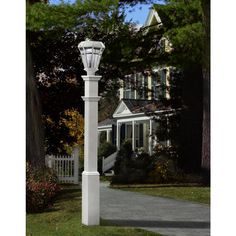 This New England Arbors 5 in. x 71 in. Sturbridge Lamp Post (lamp fixture purchased separately) is made of weather-resistant vinyl to withstand the elements. The post includes a universal 3 in. collar mounting cap to allow you to install any standard lamp. Weather-resistant to prevent damage from the elements; UV protected to inhibit discoloration. Lamp fixture not included Contains a universal 3 in. mounting collar to hold any standard size post lamp Weather resistant to prevent damage from the elements UV protected to inhibit discoloration Vinyl material For questions or concerns regarding this product, please contact the manufacturers customer service department at 1.800.282.9346 Features Item Weight 23 Product Size Large Number of Lights 1 Light Product Weight (lb.) 15 lb Post Type Lig New England Arbors, Outdoor Lamp Posts, Exterior Light Fixtures, Lantern Post, Lantern Set, Standard Lamps, White Lamp, Post Lights, Landscape Lighting