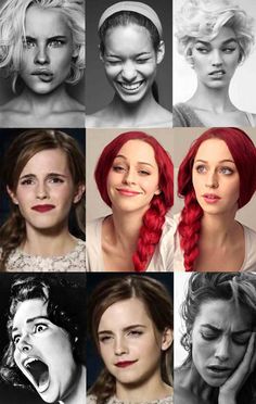 many different pictures of women with red hair