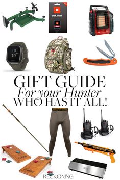 Gift idea for your hunter: including havalon knife, thermals, blow dart gun, radios, meat grinder, vacuum sealer, corn hole, shooting rest, OnX, Garmin Watch and more! You can listen to recommendations when you click on pin! Hunting Gift Basket Ideas, Gifts For Blue Collar Men, Hunting Packs, Hunter Dog, Outdoorsman Gifts, Handmade Gifts For Men