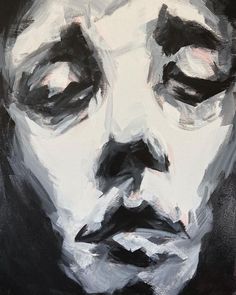 a painting of a man's face with eyes closed