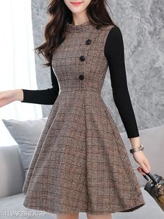 वेस्टर्न ड्रेस, Plaid Skater Dress, Frock Fashion, Cheap Dresses Online, Stylish Dress Designs, Winter Trends