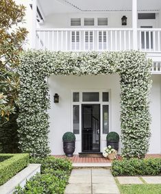 the front entrance to shades of pale with potted plants on either side and an open door