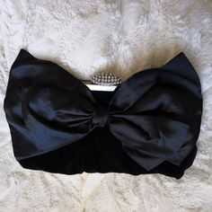 Marcus Black, Clutch Black, Satin Bow, Evening Clutch, Hard Time, Black Satin, Black Velvet, Bow Tie, Neiman Marcus