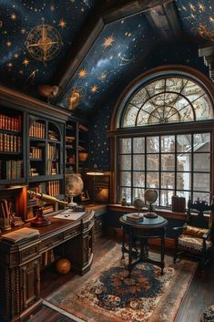 Chic Library, Dark Academia Interior, Dark Academia Home, Home Library Rooms, Classic Library, Academia Decor, Dream Library, Dark Academia Decor, Library Room