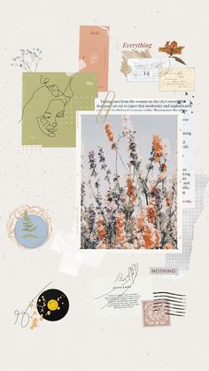 collage with flowers, birds and other items from the album'wildflowers '