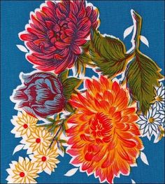 an image of colorful flowers on blue background