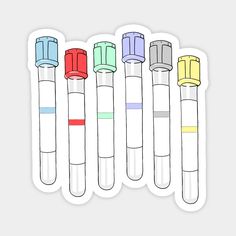 six different colored tubes are lined up in a row on a white background with the words,