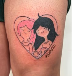 Princess Bubblegum Tattoo Ideas, Marceline Bubblegum Tattoo, Pb And Marceline Tattoo, Bubbline Tattoo, Bubblegum Tattoo, Marceline Tattoo, Wlw Tattoos, Universe Tattoos, Lesbian Tattoo