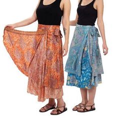 Magic Skirt - Spiral Circle Thailand Outfit, Magic Skirt, Umbrella Skirt, Wrap Around Skirt, Vintage Sari, Vintage Saris, Layered Skirt, Skirt Dress, Dress Short