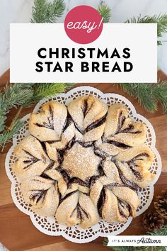 an easy christmas star bread on a cutting board