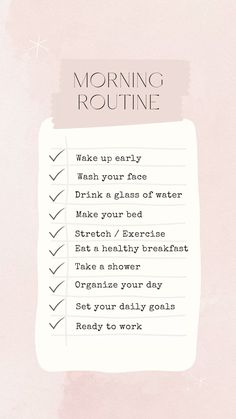 Transform your mornings with this simple and effective checklist! 🌅 From mindful moments to energizing habits, these steps will set the tone for a productive and positive day. Save this pin to kickstart your daily routine! #MorningMotivation #HealthyHabits #SelfCare #PositiveVibes Morning Routine With Workout, Morning Routine Bullet Journal, Productive Morning Routine Aesthetic, Aesthetic Daily Routine, Christian Morning Routine, Manifesting Lifestyle, Night Routine Checklist, Slow Morning Routine, Happy 2025