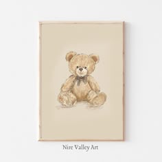 DIGITAL PRINTABLE | Instantly download | Vintage Nursery Wall Art,  print and frame. Add a touch of charm and sweetness to your little one's nursery with this delightful Vintage Nursery Wall Art print. Featuring a Toy Teddy Bear Sketch, these prints are perfect for creating a cozy and inviting atmosphere in any nursery, baby or child's room. Each print is lovingly designed with gender-neutral colors and adorable illustrations, making them suitable for both baby boys and girls.  Printable and easy to frame, this wall art prints is a convenient and affordable way to personalize your space and add a touch of personality to your baby's room. Simply download, print, and frame to create a charming gallery wall that will delight both parents and little ones alike. Whether you're decorating a nurs Bear Wall Art Nursery, Vintage Teddy Bear Illustration, Teddy Bear Themed Nursery, Vintage Bear Illustration, Teddy Bear Nursery Theme, Teddy Bear Wall Decor, Antique Nursery Decor, Teddy Bear Room, Teddy Bear Sketch